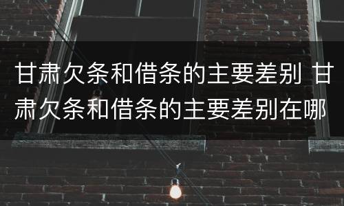 甘肃欠条和借条的主要差别 甘肃欠条和借条的主要差别在哪里