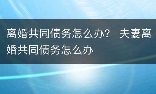 离婚共同债务怎么办？ 夫妻离婚共同债务怎么办