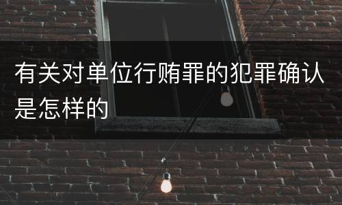 有关对单位行贿罪的犯罪确认是怎样的