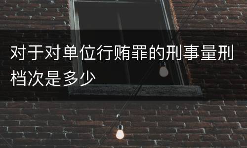 对于对单位行贿罪的刑事量刑档次是多少