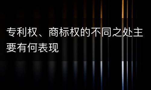 专利权、商标权的不同之处主要有何表现