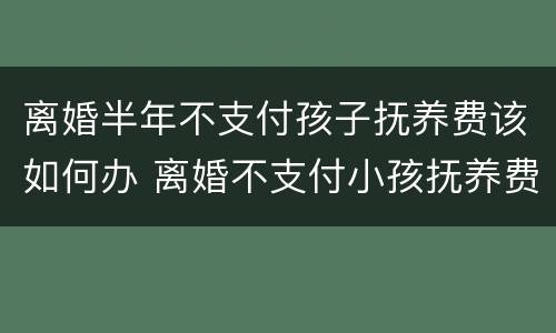 离婚半年不支付孩子抚养费该如何办 离婚不支付小孩抚养费怎么办
