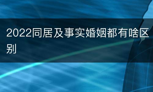 2022同居及事实婚姻都有啥区别