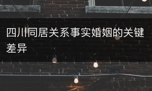 四川同居关系事实婚姻的关键差异