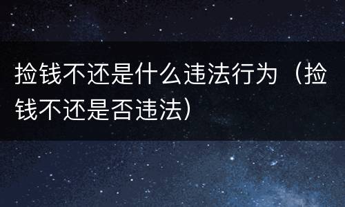 捡钱不还是什么违法行为（捡钱不还是否违法）