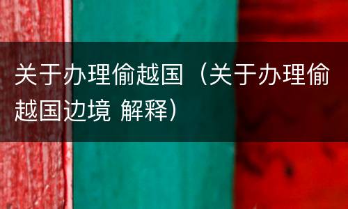 关于办理偷越国（关于办理偷越国边境 解释）
