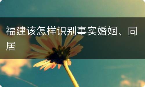 福建该怎样识别事实婚姻、同居