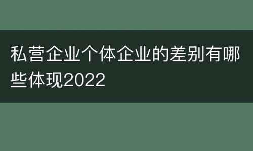 私营企业个体企业的差别有哪些体现2022