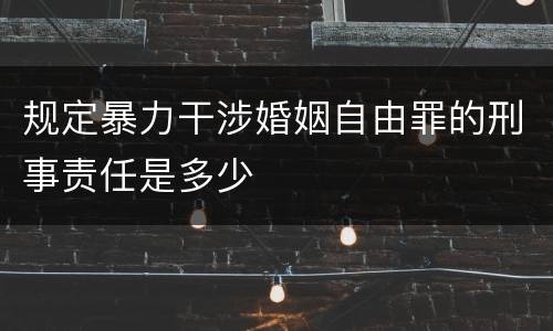 规定暴力干涉婚姻自由罪的刑事责任是多少