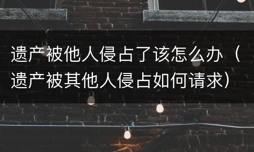 遗产被他人侵占了该怎么办（遗产被其他人侵占如何请求）