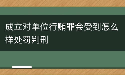 成立对单位行贿罪会受到怎么样处罚判刑