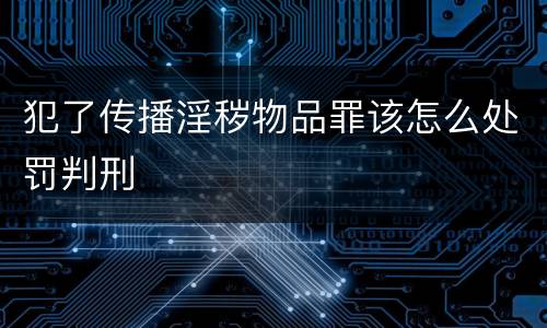 犯了传播淫秽物品罪该怎么处罚判刑