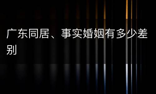 广东同居、事实婚姻有多少差别