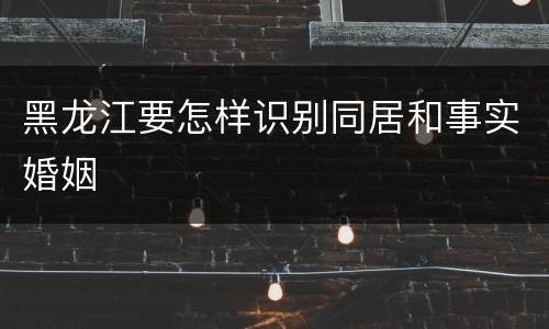 黑龙江要怎样识别同居和事实婚姻