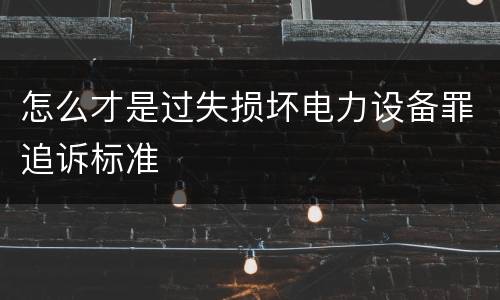 怎么才是过失损坏电力设备罪追诉标准