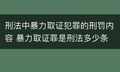 刑法中暴力取证犯罪的刑罚内容 暴力取证罪是刑法多少条