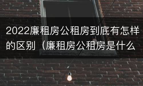 2022廉租房公租房到底有怎样的区别（廉租房公租房是什么意思）
