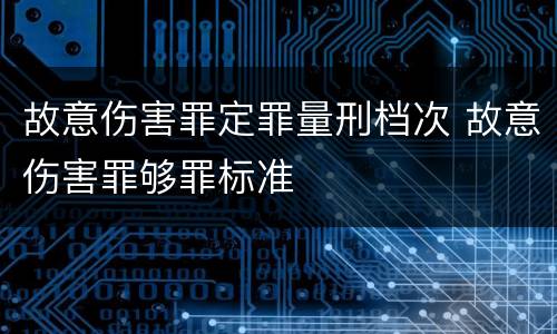 故意伤害罪定罪量刑档次 故意伤害罪够罪标准