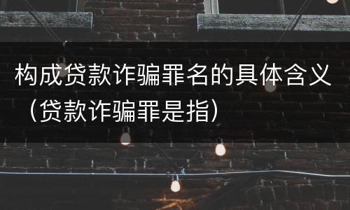 构成贷款诈骗罪名的具体含义（贷款诈骗罪是指）