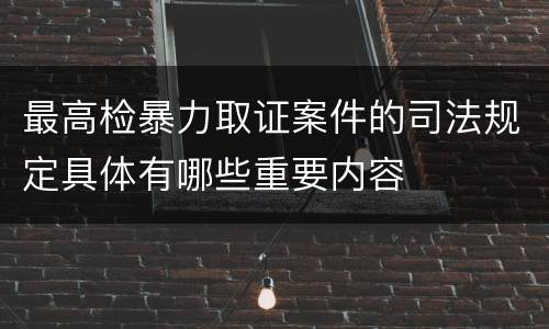 最高检暴力取证案件的司法规定具体有哪些重要内容