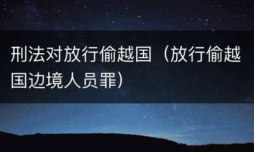 刑法对放行偷越国（放行偷越国边境人员罪）