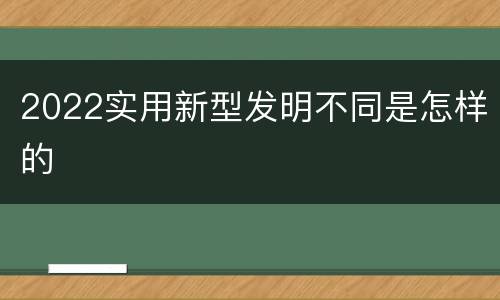 2022实用新型发明不同是怎样的