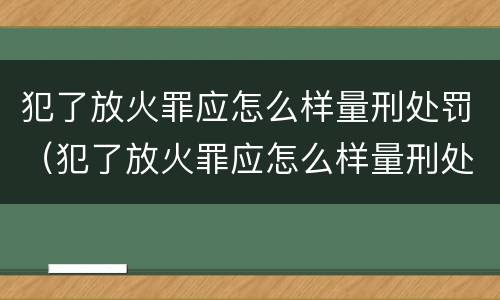 犯了放火罪应怎么样量刑处罚（犯了放火罪应怎么样量刑处罚）