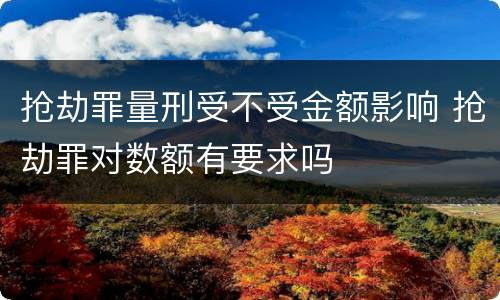 抢劫罪量刑受不受金额影响 抢劫罪对数额有要求吗