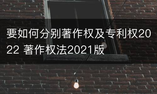 要如何分别著作权及专利权2022 著作权法2021版