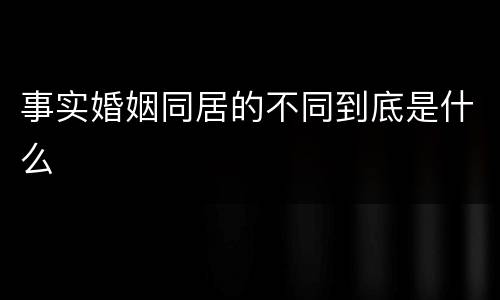 事实婚姻同居的不同到底是什么