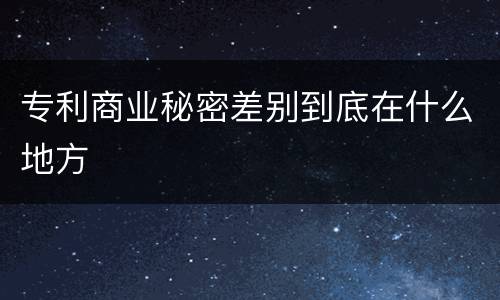 专利商业秘密差别到底在什么地方