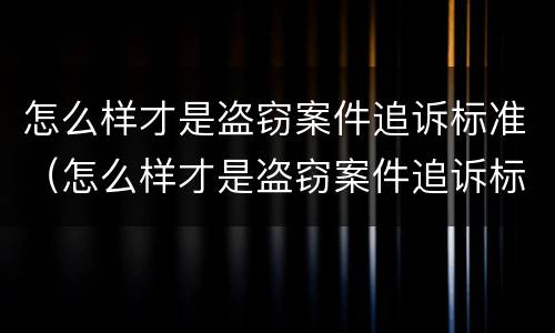 怎么样才是盗窃案件追诉标准（怎么样才是盗窃案件追诉标准问题）
