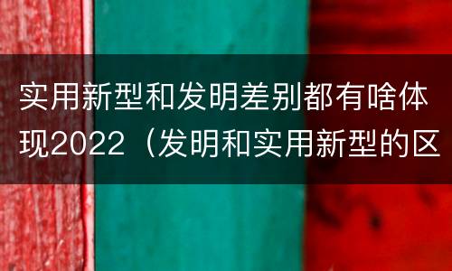 实用新型和发明差别都有啥体现2022（发明和实用新型的区别）