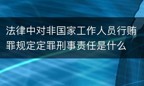 法律中对非国家工作人员行贿罪规定定罪刑事责任是什么