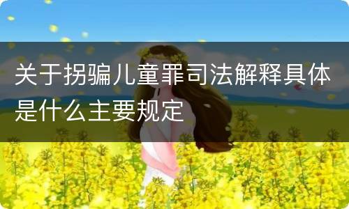 关于拐骗儿童罪司法解释具体是什么主要规定