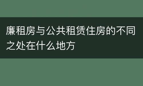 廉租房与公共租赁住房的不同之处在什么地方