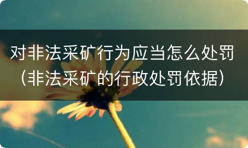 对非法采矿行为应当怎么处罚（非法采矿的行政处罚依据）