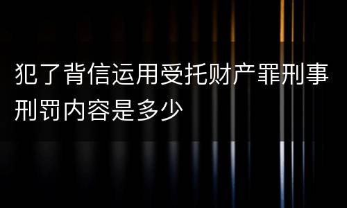 犯了背信运用受托财产罪刑事刑罚内容是多少