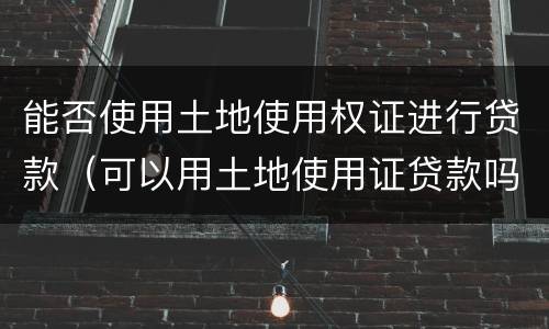 能否使用土地使用权证进行贷款（可以用土地使用证贷款吗）