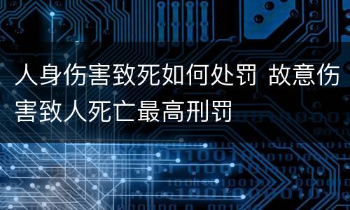 人身伤害致死如何处罚 故意伤害致人死亡最高刑罚