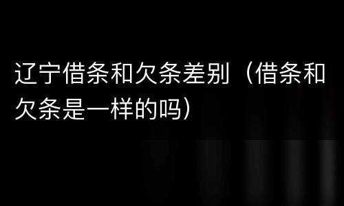 辽宁借条和欠条差别（借条和欠条是一样的吗）