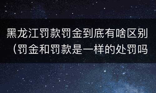 黑龙江罚款罚金到底有啥区别（罚金和罚款是一样的处罚吗）