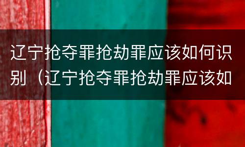 辽宁抢夺罪抢劫罪应该如何识别（辽宁抢夺罪抢劫罪应该如何识别案件）