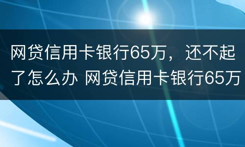 网贷信用卡银行65万，还不起了怎么办 网贷信用卡银行65万,还不起了怎么办呢