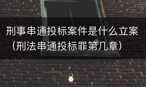 刑事串通投标案件是什么立案（刑法串通投标罪第几章）