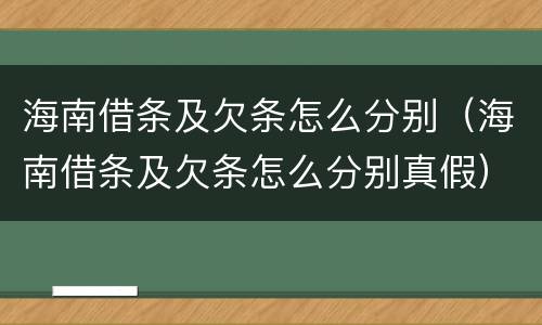 海南借条及欠条怎么分别（海南借条及欠条怎么分别真假）
