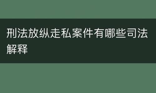 刑法放纵走私案件有哪些司法解释
