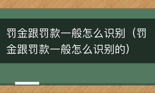 罚金跟罚款一般怎么识别（罚金跟罚款一般怎么识别的）