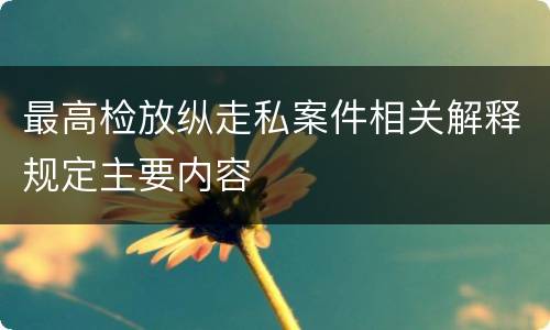 最高检放纵走私案件相关解释规定主要内容