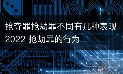 抢夺罪抢劫罪不同有几种表现2022 抢劫罪的行为